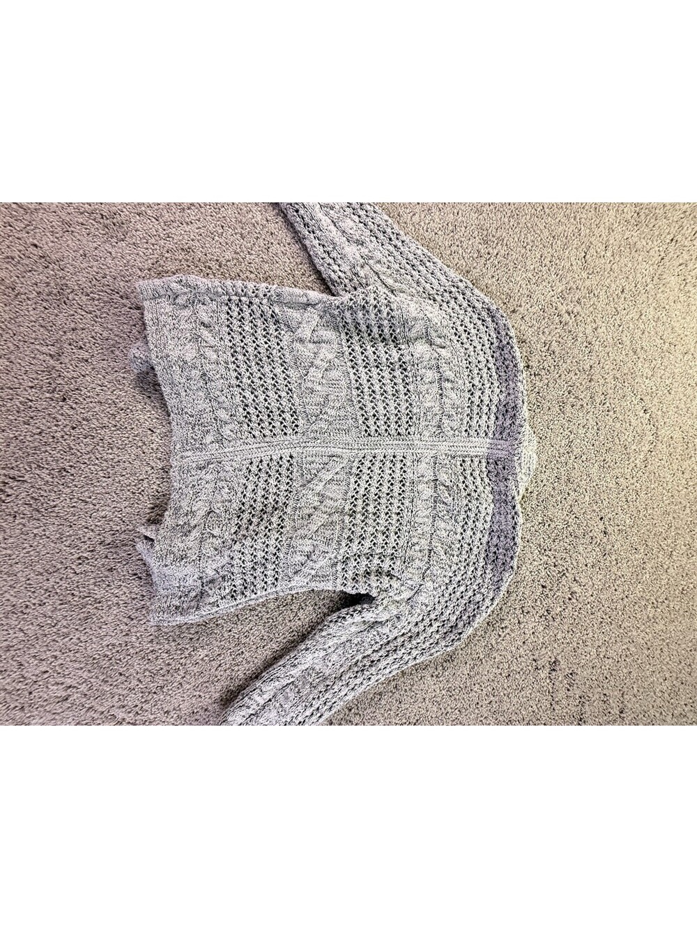 Pure Jill Size Small Open Knit Cardigan Gray Cotton Blend - Picture 9 of 13